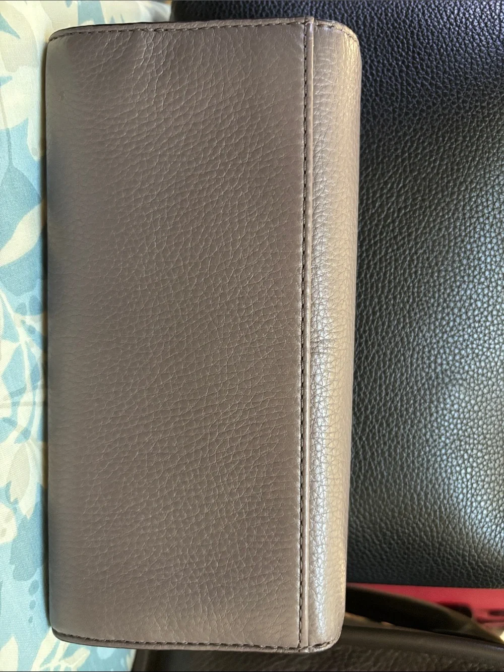 Michael Kors Pebbled Leather Continental Wallet in Taupe with Gold MK Logo